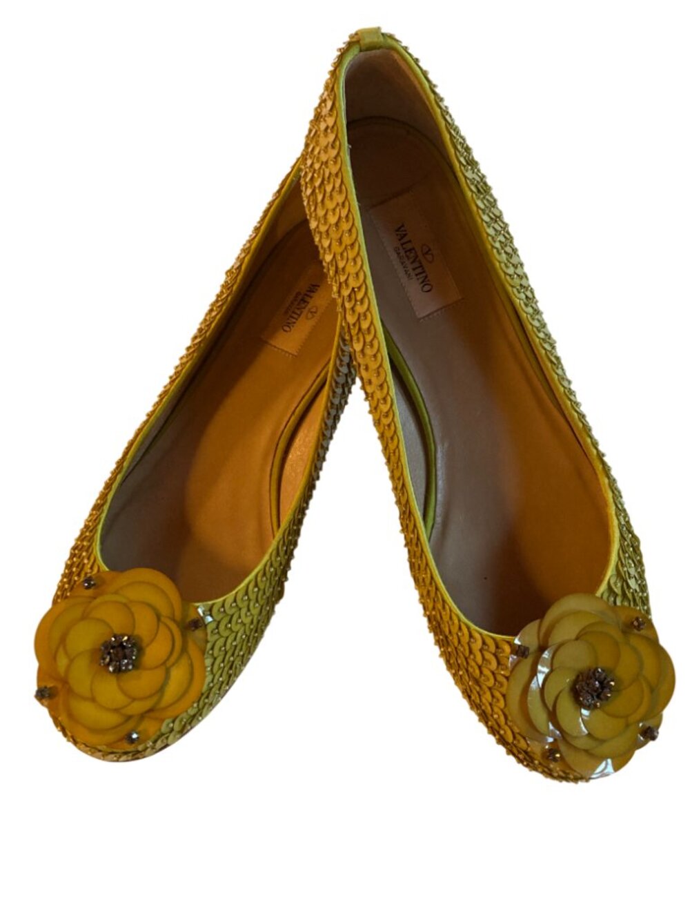 Valentino Garavani Green Glitter Sequin Ballet Flats Sz 41/10.5